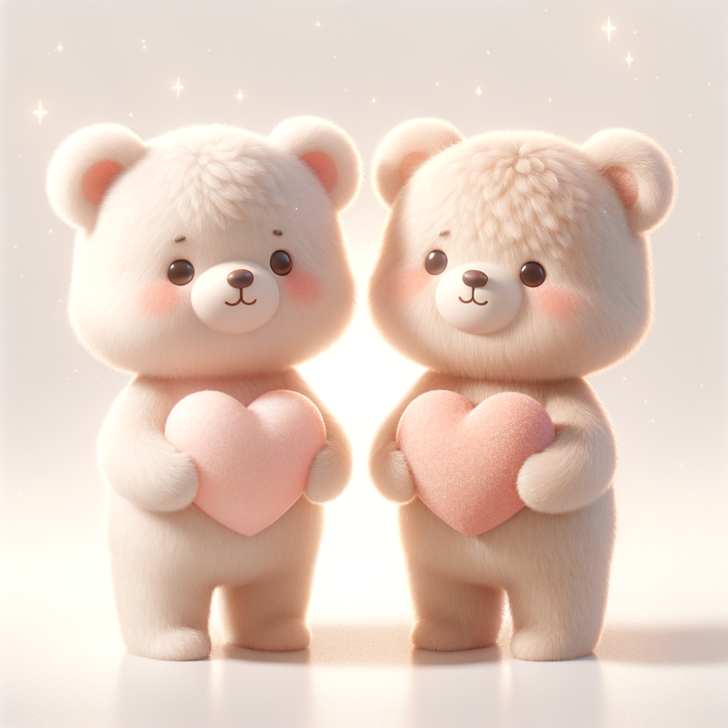 💖を持ったクマ 2匹のかわいいアニマルイラスト | 天秤AI byGMO